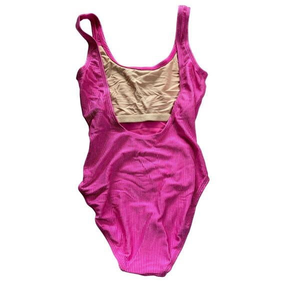 Vintage Catalina 90s Baywatch Ribbed Scoop Back One Piece Swimsuit Pink Sz Large - Picture 3 of 6